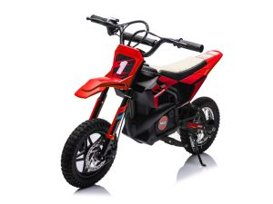 Crossmotor Rood/Zwart | 24 Volt | Elektrische Kinder Motor | Geveerde Wielen