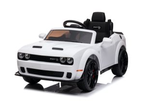 Dodge Challenger SRT Wit | 12 Volt | Elektrische Kinderauto | Rubberen Banden